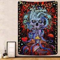 Trippy Skeleton Tapestry สัตว์ประหลาดปลาหมึกยักษ์ Arabesque ที่แขวนผนังรูปตาฮิปปี้สำหรับห้องนอนห้องนั่งเล่นหอพักการตกแต่งบ้านแขวนตกแต่งผนังผ้าผนังห้องตกแต่ง (มีให้เลือก5ขนาด)