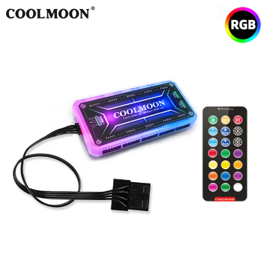 COOLMOON RGB รีโมทคอนโทรล DC12V 5A LED สี,พัดลมควบคุมอัจฉริยะ10ชิ้น6ขาพอร์ตพัดลม2ชิ้น4ขาแถบไฟพอร์ตคอมพิวเตอร์ตั้งโต๊ะตัวควบคุมพัดลมแชสซีรีโมทคอนโทรล