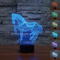 ▩✠✲ Carousel 3D Night Light 7 Colors Gradient Merry-Go-Round Horse USB LED Lamp