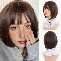 LANLAN wig female short hair net red bobo head temperament inner buckle Korean girl short straight hair full headgear hair cover