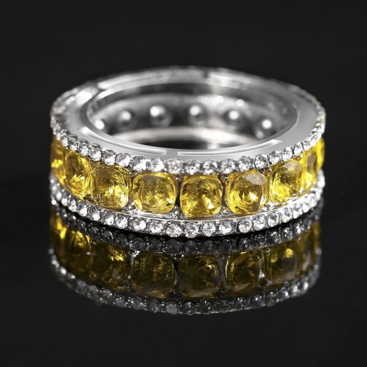สว่านเจาะสองแถวพร้อมแหวนแหวนเซอร์คอนเหลี่ยมทองใหม่สุดฮิตใน-amazon
