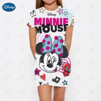 Summer New Childrens Princess Dress Printed Round Neck Dress Casual Cartoon Disney Mickey Mouse Cartoon Dress