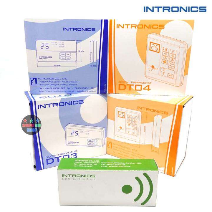 รูมคอลโทรลแอร์-intronics-dt03-plus-intronics-dt04-plus-dt08s-รีโมทแอร์แบบติดผนัง-กล่องควบคุมแอร์-รูมเทอโมสตัด-อินโทรคนิคส์