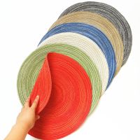 【LZ】☜  1PCS Coaster Table Mat Ramie Insulation Pad Solid Round Design Placemats Linen Non Slip Kitchen Accessories