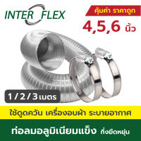 Inter Flex ท่อลม อลูมิเนียมแข็ง กึ่งยืดหยุ่น + เข็มขัด ขนาด 4,5,6 นิ้ว ท่อดูดควัน ท่อดูดอากาศ เครื่องอบผ้า ท่อระบายอากาศ