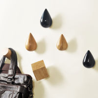 Japan Style Wooden CoatHat Hooks Creative Colorful Raindrop Solid Wood Hooks Wall Decorative Square Umbrella Hangers