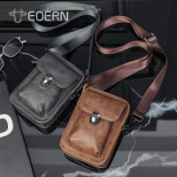 EDERN 2023 New Retro Small Shoulder Bag PU Leather Sling Bag Korean Style Casual Mens Crossbody Bag Cellphone Pouch Waist Pack