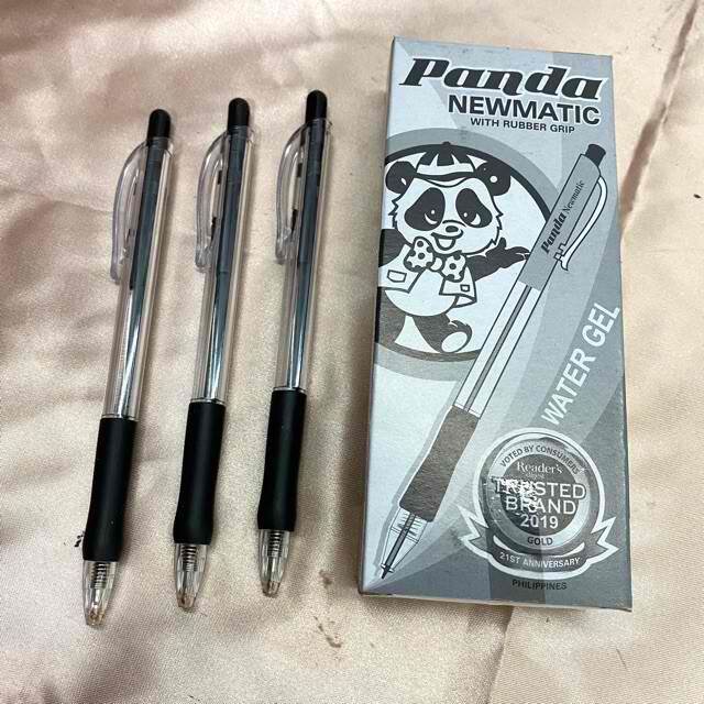 12pcs/box original PANDA NEWMATIC black with rubber grip water gel pen retractable ballpen