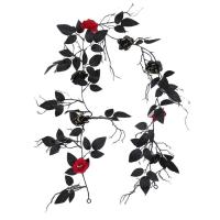 Halloween Black Garland Black Leaves For Decoration With Red Rose 5.6feet Artificial Black Garland Fake DIY Black Leaves For Home Autumn Thanksgiving Halloween Decorations gently