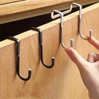 304 Stainless Steel Hook Free Punching Double  S-Shape Hook Kitchen Bathroom Cabinet Door Back Type Coat Towel Storage Hanger Door Hardware Locks