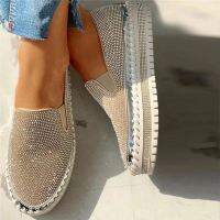 crystal sneakers Womens Shoes 2023 Flats Rhinestone Bling Sewing Platform Loafers luxury Casual Comfortable Female