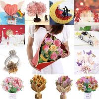 3D Pop Up Engagement Cards Lovers Wedding Invitation Greeting Cards Laser Cut Valentines Day Gift Anniversary Card Wholesale Greeting Cards