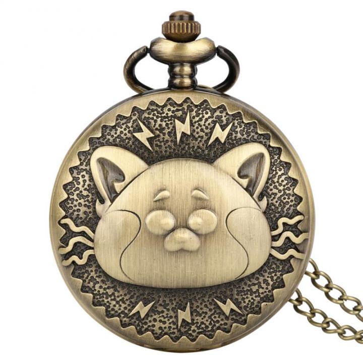 นาฬิกาพกควอทซ์รูปหัวแมวสำหรับสัตว์เลี้ยงแนววินเทจ-kalung-hewan-จี้รูปสตีมพังก์พร้อมสร้อยคอขนาด80ซม-ต่างหูมีโซ่30ซม