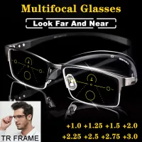 New Progressive Multifocal Reading Glasses Men Anti Blue Light Eyeglasses High Quality TR Half Frames For Men