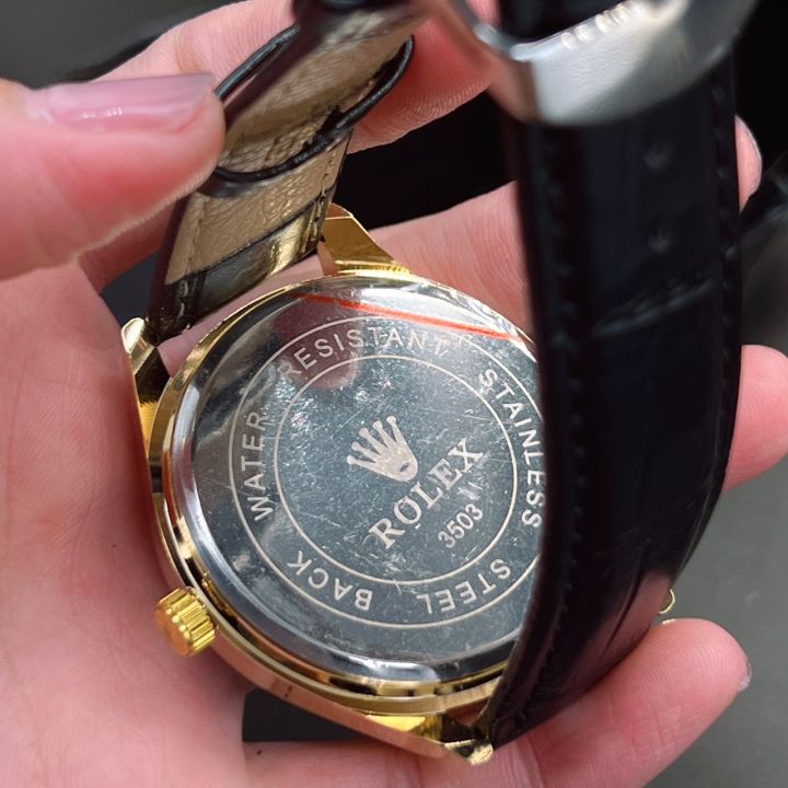 watchhiend-นาฬิกาข้อมือผู้หญิง-โรเลก-ยี่ห้อหรูเรียบหรู-หน้าปัดสวย-ขนาด-45mm-มีวันที่-สายหนัง-พร้อมกล่องหนังแบรนด์แถมฟรี