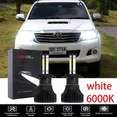 ชุดหลอดไฟหน้า LED 6000K สีขาว สําหรับ Toyota HILUX vigo 2005-2015 2 ชิ้น รับประกัน 10 เดือน