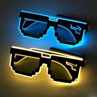 Flashing EL Wire 8 Bit LED Glowing Luminous Bright Festival Light Up Mosaic Glasses Fashion Party Supplies