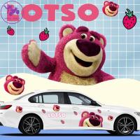 SADSAF Lotso สติกเกอร์รถรูปหมีสตรอเบอร์รี่ หมีสตรอเบอร์รี่ อุปกรณ์เสริมแกดเจ็ตสำหรับรถยนต์ สติกเกอร์ตกแต่งรถยนต์ จัดแต่งทรงผมสัตว์ กันน้ำกันน้ำได้ สติกเกอร์รถยนต์ lotso จัดแต่งทรงผมรถ