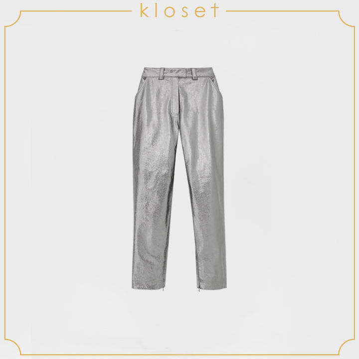 kloset-slit-straight-pants-aw20-p003-เสื้อผ้าแฟชั่น-เสื้อผ้าผู้หญิง-กางเกงแฟชั่น-กางเกงขายาว-กางเกงผ้าหนัง