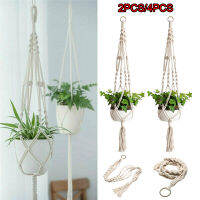 Taharrgr Macrame กระถางแขวนปลูกต้นไม้ Tatakan Panci ดอกไม้ประดับมีพู่4ขาสำหรับในร่มกลางแจ้งการตกแต่งบ้าน Boho