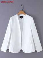 Hot Sale Women Split Design Cloak Suit Coat Office Lady Black White Jacket Fashion Streetwear Casual Loose Outerwear Tops C613