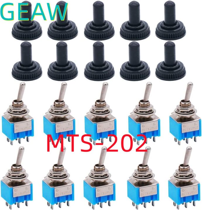 10pcs-mini-blue-mts-202-miniature-toggle-switch-dpdt-mts202-on-on-120vac-6a-waterproof-cap-toggle-switch