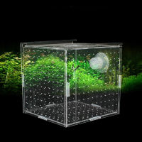 กล่องแยกอะคริลิคตู้ปลาโปร่งใสพิพิธภัณฑ์สัตว์น้ำขนาดเล็ก Fry Incubator Breeding Single Double Multi-Grid Isolation Net