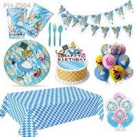 Alice In Wonderland Theme Birthday Party Decoration Baby Shower Cosplay Happy Birthday Gift Cake Topper Kid Balloons Tableware