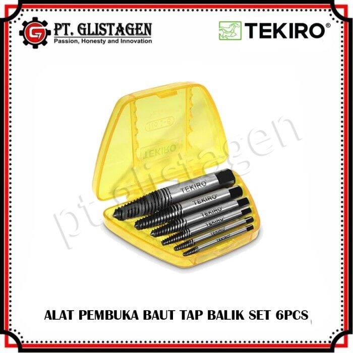 Alat Pembuka Baut Tap Balik Screw Extractor Set 6 Pcs Tekiro | Lazada ...