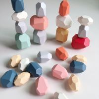 magitf ของเล่นไม้ บล็อคตัวต่อไม้ของเล่นสําหรับเด็ก Color Stone Children Exercise