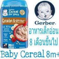 อาหารเด็กอ่อน วัย8เดือนขึ้นไป Gerber Lil Bits Oatmeal Banana Strawberry Baby Cereal 227 กรัมซีเรียลบด อาหารเสริมเด็กทารก พร้อมส่งนำเข้าจากประเทศอเมริกา