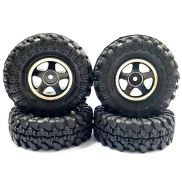 4PCS 1.0 Tires and Brass Beadlock Wheel Rims Set for 1 24 RC Crawler Car