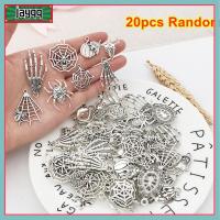 JAYQQ 20pcs Random ต่างหู สร้อยข้อมือ ฟักทอง โลหะ ผี กะโหลกศีรษะ เครื่องรางฮาโลวีน จี้ โครงกระดูก