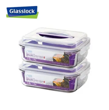 Food storage container with handle, Handy range, 2000 ml, made from glass  - Glasslock