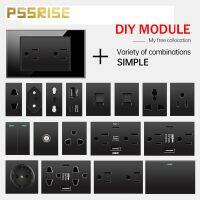 ☜ PSSRISE 118mm Brazil US EU Tempered Glass/PC Panel USB Type-C TV TEL Computer Parts Power Socket DIY Free Combination Outlet