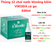 Thùng 12 chai Nước khoáng kiềm VIKODA có ga chai RGB nắp giật 430ml Lốc 6