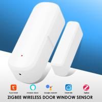 Tuya ZigBee Smart Window Door Gate Sensor Detector Independent Magnetic Sensor Open/Close APP Remote Alarm Work With Alexa Googl Household Security Sy