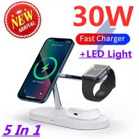 【ความร้อน】30W 3 In 1 Magnetic Wireless Charger Stand สำหรับ Macsafe iPhone 14 13 12 Apple Watch Airpods Pro Qi Fast Charging Docking Station