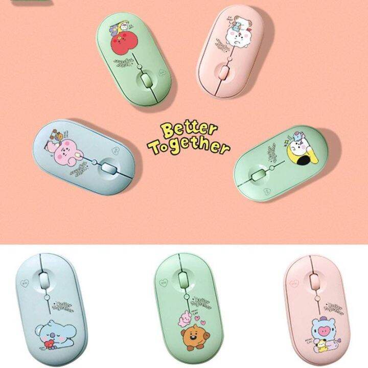 2022 KPOP BTS BT21 Cute Cartoon Wireless Mouse Usb Optical Computer