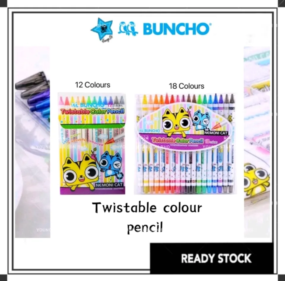 Buncho Nemoni Cat Twistable Color Pencils 12 Colors / 18 Colors