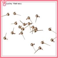 LUCKY HAIRACC 100Pcs บอลหูพร้อมห่วง ต่างหูเม็ดกลม 100ชิ้นค่ะ กลมกลมๆ ต่างหูลูกบอลลูกบอล ต่างหูทรงกลมทรงกลม บอลโพสต์ ต่างหูบอลโพสต์ ต่างหูเครื่องประดับ DIY