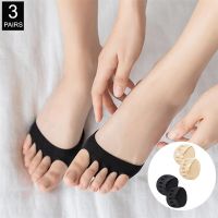 3 Pairs Forefoot Half Pad Toe Socks Non-slip Women Sweat Absorbing Soft Socks for High Heel Shoes Anti-pain Insole Socks Tights