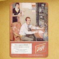 แถบป้ายโลหะวิทยุ Schlitz แบบวินเทจ1952เบียร์และแฮมโปสเตอร์โลหะติดผนัง