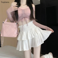 [Toplans]?[HOT SALE]?? ชุดบอล Y2k หวานแหววผู้หญิงฮาราจูกุกระโปรงบัลเล่ต์เกาหลีแบบสั้นกระโปรงทรงบัลเล่ต์แบบลำลองกระโปรงเค้กฟอลด์เอวยางยืด