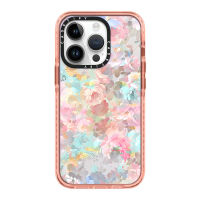 《KIKI》Original glitter CASE.TIFY Cute Phone Case for iphone 14 14plus 14pro 14promax 11 12 13promax High-end shockproof hard case Beautiful oil painting flowers floral doodle pattern 2023 Official New Design Luxury elegant Style Pink Green