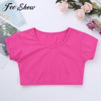 Girls Kids Ballet Tops Girls Short Sleeves T Shirt Crop Top for Belly Dance Sports Gymnastic Daily Wear Ballet Class Clothes Dresses