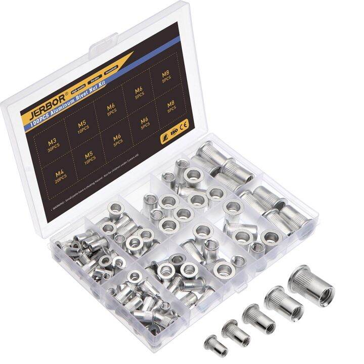 100-90-20pcs-aluminum-m3-m4-m5-m6-m8-rivet-nuts-insert-rivnut-nutsert-flat-head-rivet-nuts-home-improvement