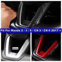 Car Steering Wheel Decor Strip Cover Trim For Mazda 2 / 3 / 6 / CX-3 / CX-5 2017 - 2022 Carbon Fiber / Red Interior Accessories