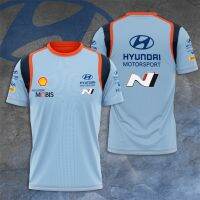 Hyundai Shell Mobis X WORLD RALLY CHAMPIONSHIP 3D เสื้อยืดฤดูร้อนแขนสั้นผู้ชายเสื้อผ้าขนาดใหญ่