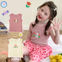 Little Piglet ? พร้อมส่ง เสื้อยืด แขนกุด สไตล์เกาหลี แต่งลูกไม้ พิมพ์ลาย น่ารัก ผ้าฝ้าย เนื้อนิ่ม สำหรับเด็กผู้หญิง